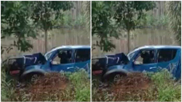 Kecelakaan Tunggal di Jalan Trans Kaltara, Mobil Dinas Sosial Dikemudikan Pemuda, Tabrak Pohon, Viral