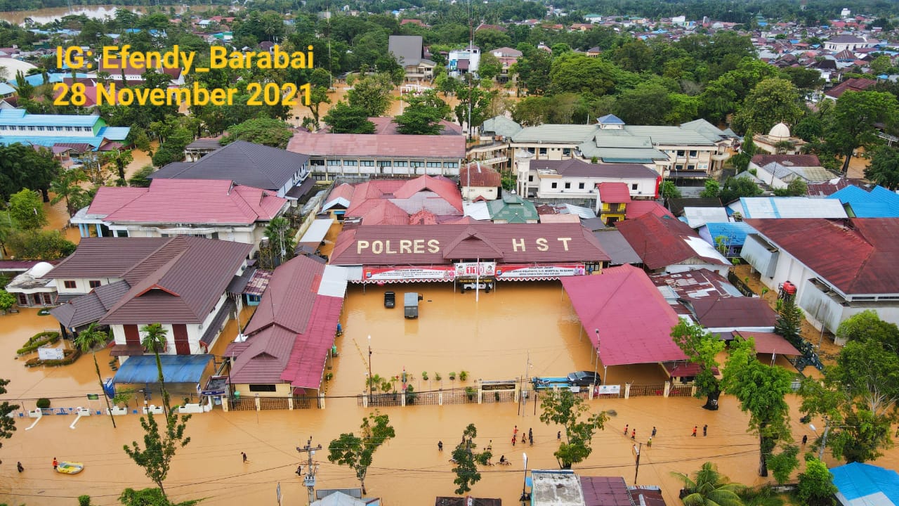 Banjir Tenggelamkan Empat Kabupaten di Hulu Sungai Tengah, Kalimantan Selatan