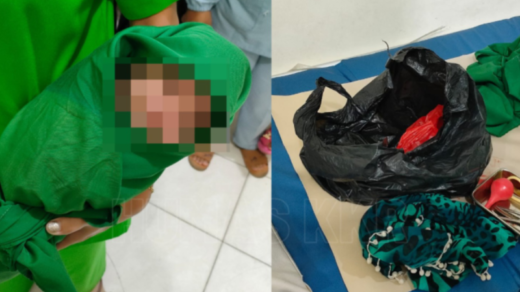 Seorang bayi perempuan dibuang ke tempat sampah